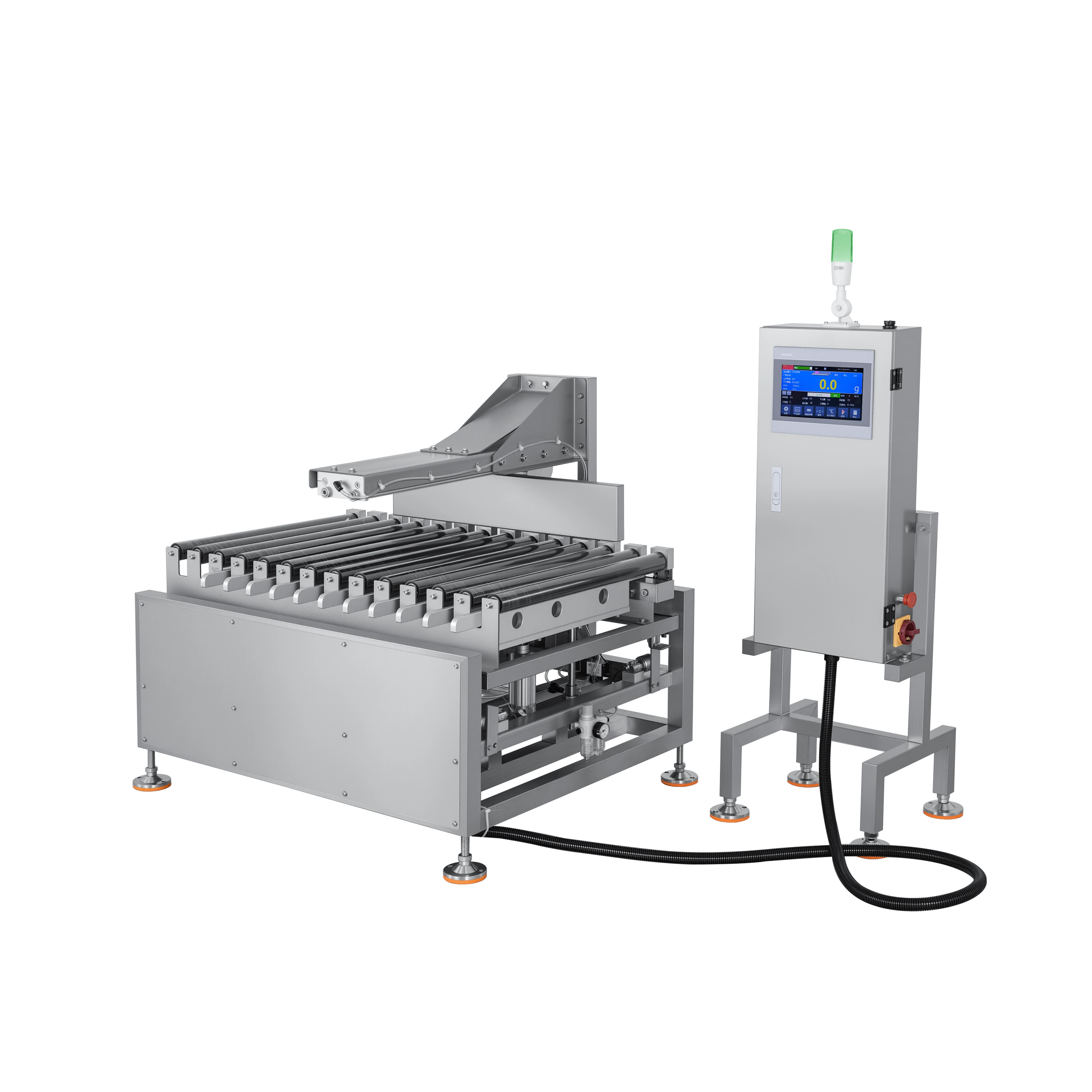 Односекционный роликовый чеквейер для тяжелых коробок по 25 кг