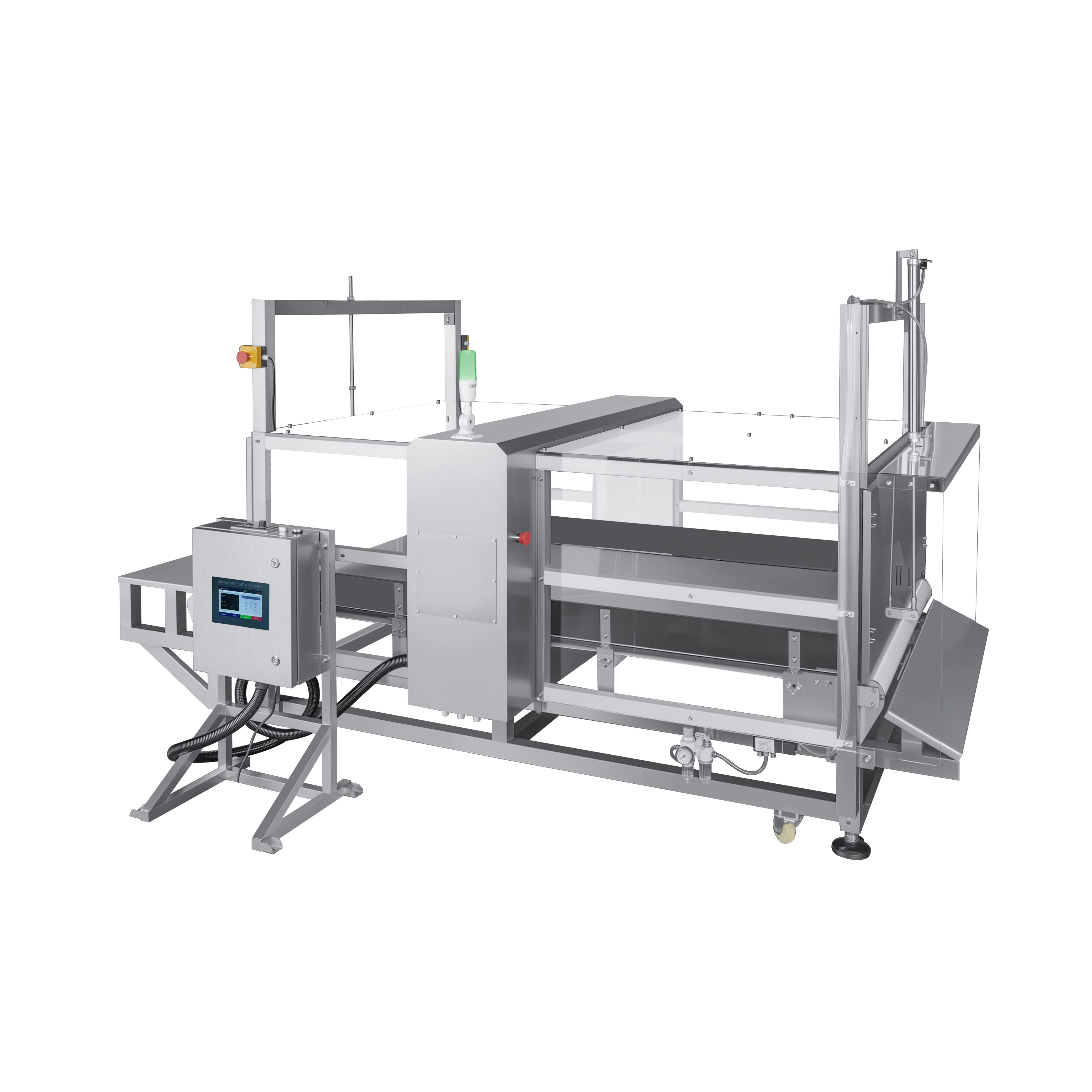 Металлодетектор с четырьмя прозрачными крышками для электронных изделий